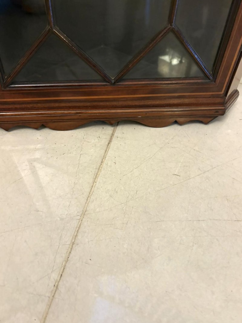 Antique Edwardian Quality Inlaid Mahogany Wall Hanging Corner Display Cabinet